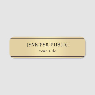 Personalized Gold Look Elegant Modern Template Name Tag