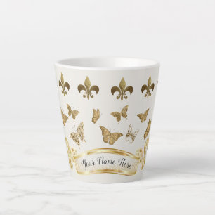 Personalized gold look Fleur de Lis Butterfly Mug