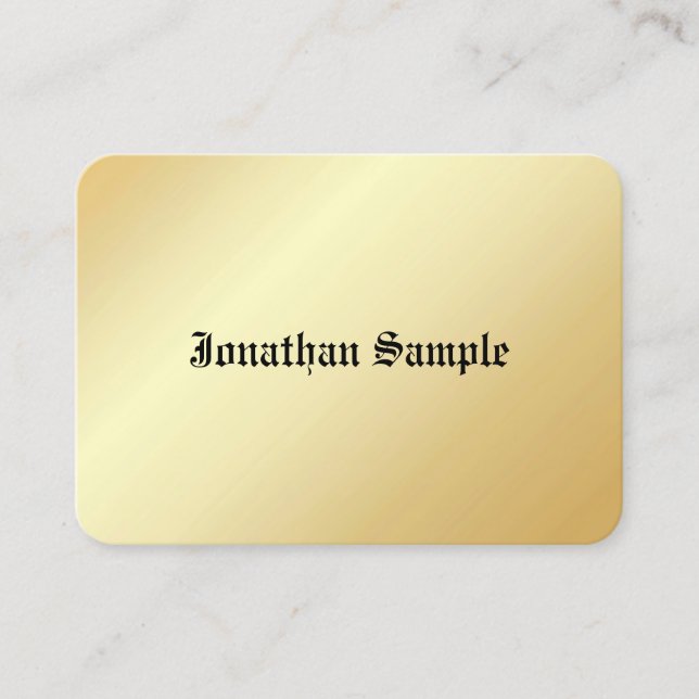 Personalized Gold Look Template Old Text Glamourou Business Card (Front)