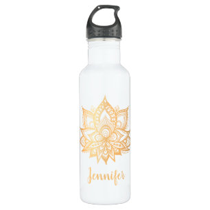 Personalized Gold Lotus Flower Custom Name Yoga 710 Ml Water Bottle