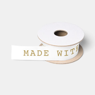 Personalized Gold Made With Love Glitter Heart Satin Ribbon