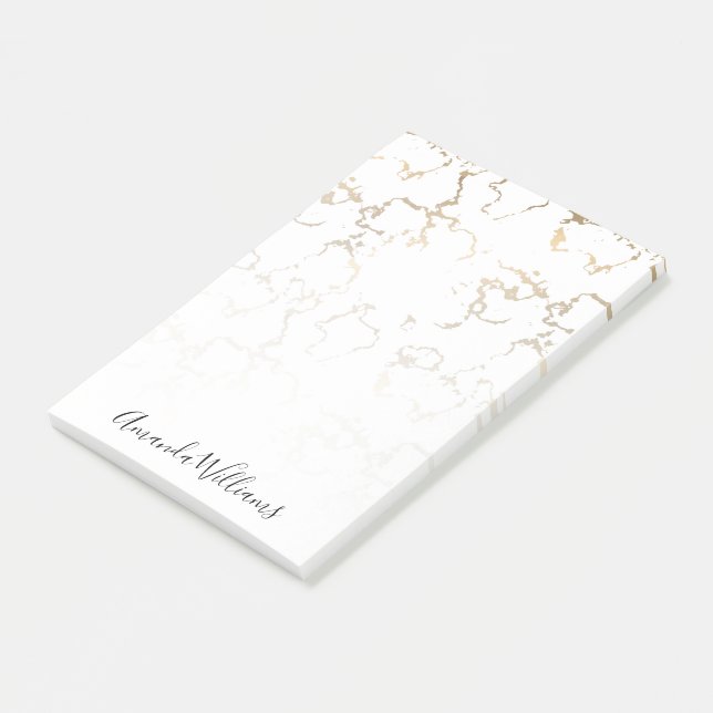 Personalized Gold Marble Post-it Notes (Angled)