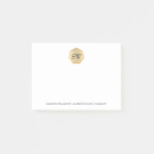 Personalized Gold Medallion Monogram Professional Post-it Notes