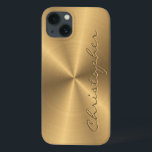 Personalized Gold Metallic Radial Texture iPhone 13 Case<br><div class="desc">Feel free to modify the design according to your own preferences. You may change the design location, orientation, background colours and size. Also, you may add your own text, or slogan set its font, location and size, all in order to create the ultimate personal gift for you and your loved...</div>