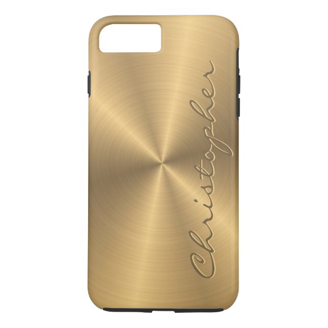 Personalized Gold Metallic Radial Texture Case-Mate iPhone Case (Back)