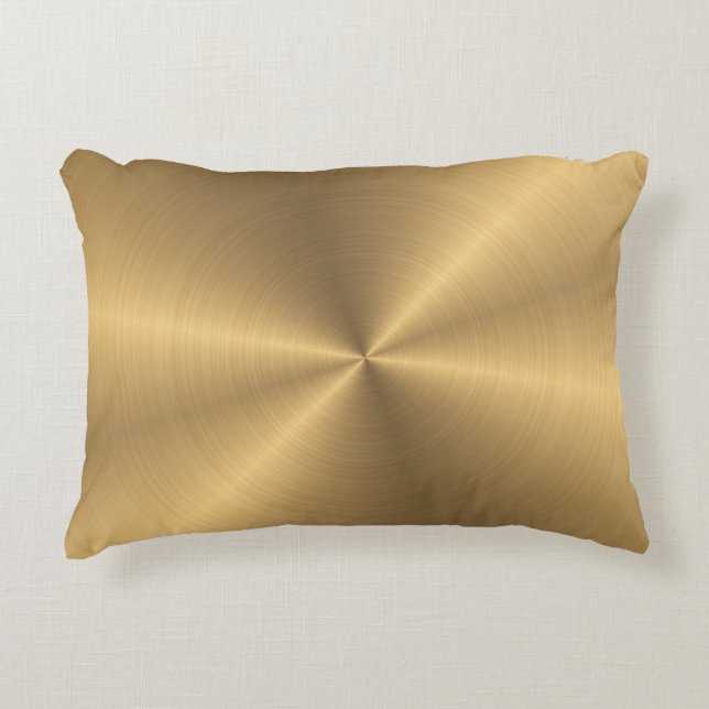 Personalized Gold Metallic Radial Texture Decorative Pillow (Front)