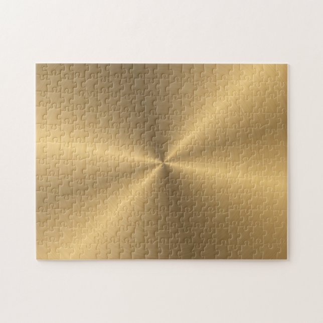 Personalized Gold Metallic Radial Texture Jigsaw Puzzle (Horizontal)