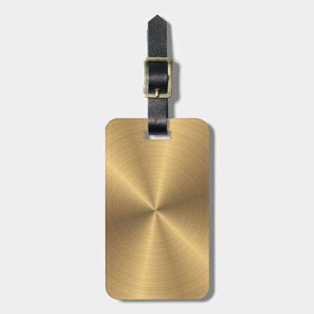 Personalized Gold Metallic Radial Texture Luggage Tag (Front Vertical)