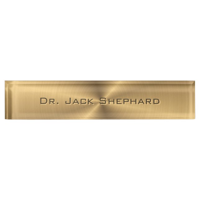 Personalized Gold Metallic Radial Texture Nameplate (Front)