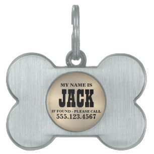 Personalized Gold Metallic Radial Texture Pet ID Tag