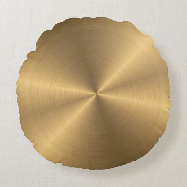 Personalized Gold Metallic Radial Texture Round Pillow (Front)