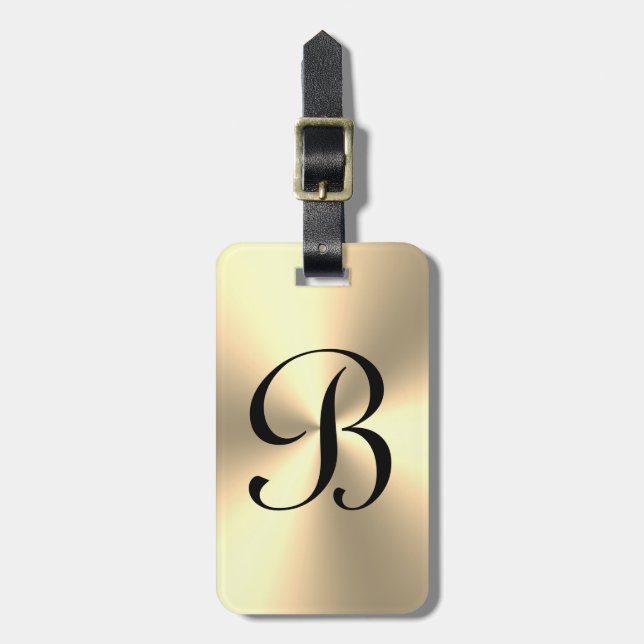 Personalized gold metallic travel luggage tag (Front Vertical)