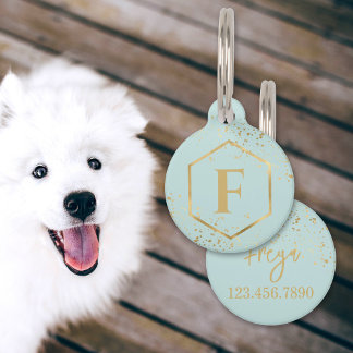 Personalized gold mint with phone number pet tag