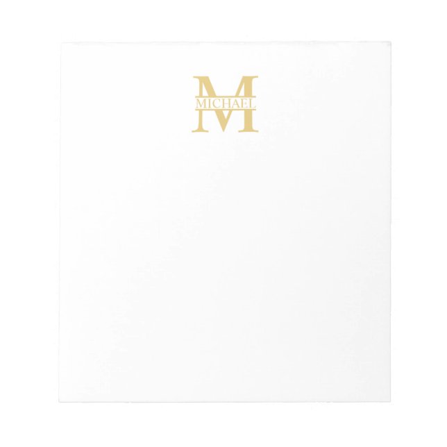Personalized Gold Monogram and Name Notepad (Front)