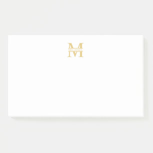 Personalized Gold Monogram and Name Post-it Notes