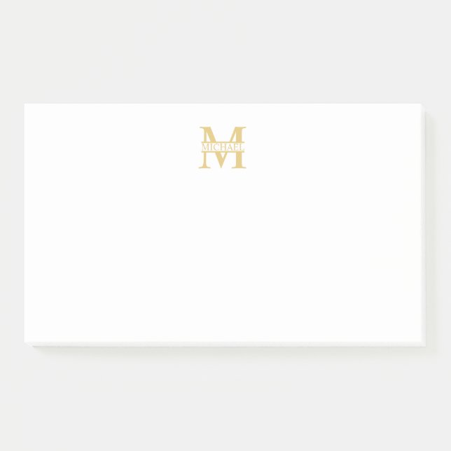 Personalized Gold Monogram and Name Post-it Notes (Front)