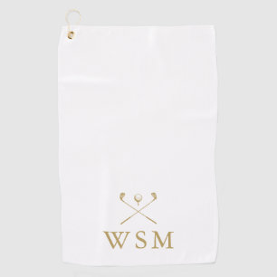 Personalized Gold Monogram Golf Clubs Towel