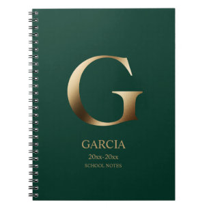 Personalized Gold Monogram Green Notebook