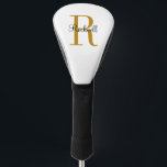 Personalized Gold Monogram Name Initial Golf Head Cover<br><div class="desc">Custom golf head cover personalized with your name and unique monogram. Click Customize It to edit fonts and colours or add your own text and images to create a unique one of a kind gift. Easy to customize. Golf in style. Get yours today!</div>