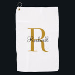 Personalized Gold Monogram Name Initial Golf Towel<br><div class="desc">Custom golf towel personalized with your name and unique monogram. Click Customize It to edit fonts and colours or add your own text and images to create a unique one of a kind gift. Easy to customize. Golf in style. Get yours today!</div>