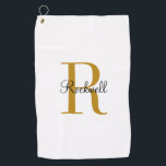 Personalized Gold Monogram Name Initial Golf Towel<br><div class="desc">Custom golf towel personalized with your name and unique monogram. Click Customize It to edit fonts and colours or add your own text and images to create a unique one of a kind gift. Easy to customize. Golf in style. Get yours today!</div>