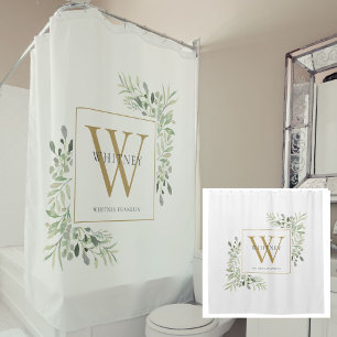 Personalized Gold Monogram Watercolor Greenery
