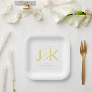 Personalized Gold Monogram Wedding Paper Plates