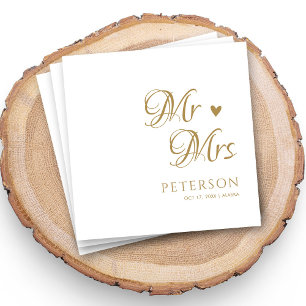Personalized Gold Mr. & Mrs. Wedding Napkins
