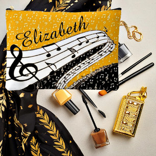 Personalized Gold music theme Accessory Pouch
