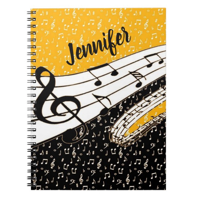 Personalized Gold music theme Notebook (Front)