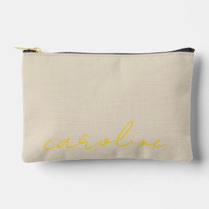Personalized Gold Name Makeup Bag: Canvas Cosmetic Accessory Pouch