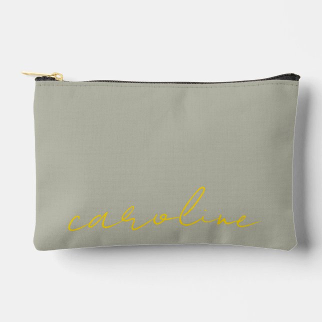 Personalized Gold Name Makeup Bag: Canvas Cosmetic Accessory Pouch (Front)