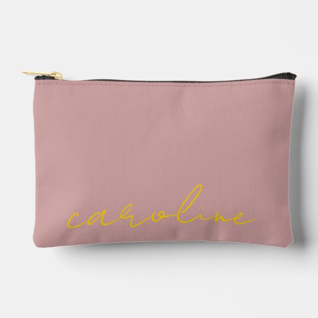 Personalized Gold Name Makeup Bag: Canvas Cosmetic Accessory Pouch (Front)