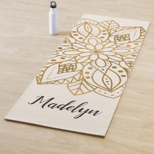 Personalized Gold Nature Mandala Yoga Mat