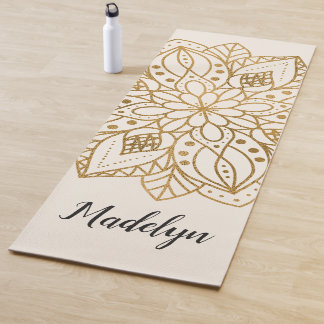 Personalized Gold Nature Mandala Yoga Mat