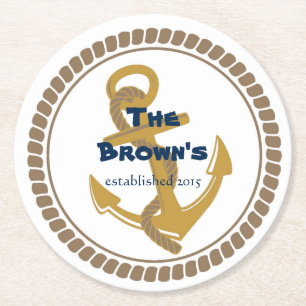 Personalized Gold Nautical Coasters