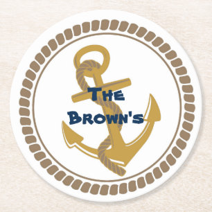 Personalized Gold Nautical Coasters