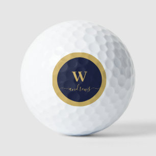 Personalized gold Navy Blue and Name signature Golf Balls