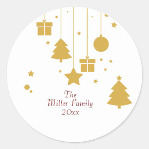 Personalized Gold Ornament  Classic Round Sticker