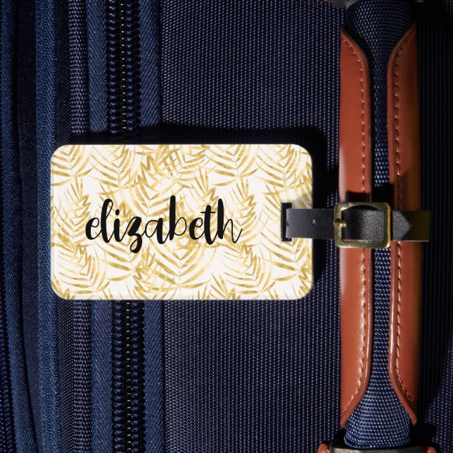 Personalized Gold Palm Chic Luggage Tag (Front Insitu 4)