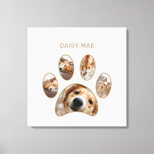 Personalized Gold Paw Print Pet Photo Collage