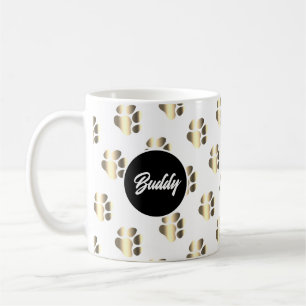 Personalized gold paws pattern pet lovers coffee mug