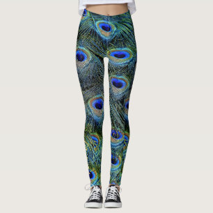 Personalized Gold Peacock Feathers Leggings