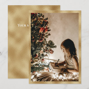 Personalized Gold Photo Holiday Christmas Card