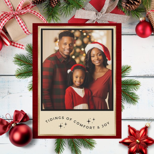 Personalized Gold Photo Holiday Christmas Card (Creator Uploaded)