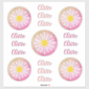 Personalized Gold Pink Abstract Flower Vinyl