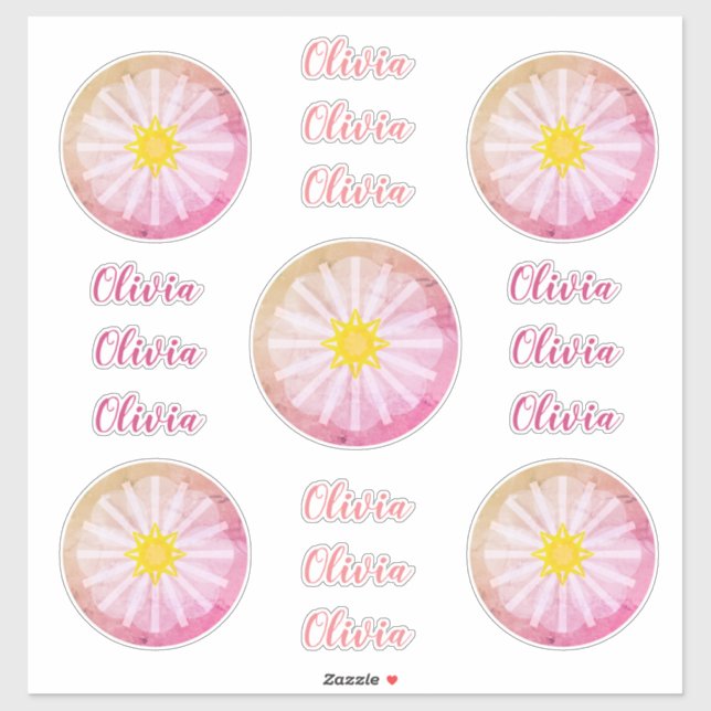 Personalized Gold Pink Abstract Flower Vinyl (Sheet)