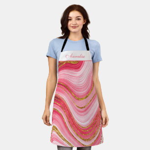 Personalized Gold Pink Agate Apron