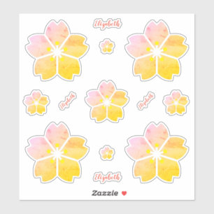 Personalized Gold Pink Cherry Blossom Vinyl