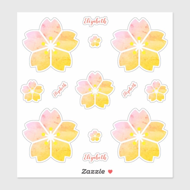 Personalized Gold Pink Cherry Blossom Vinyl (Sheet)